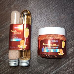Spathecary Peach Bellini Bath Set Salt Body Wash‎ Scrub